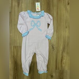 Jellybean Striped Pink and Blue Kids Pima Romper